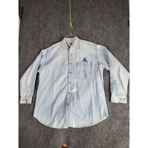 VTG Lee Sport Dallas Cowboys Denim Shirt Embroidered Logo Button Up Men Sz Large